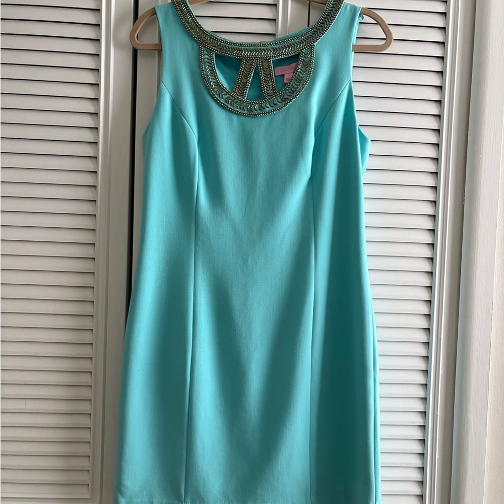NWT Lilly Pulitzer Lane Shift Beaded Dress in Shorely Blue